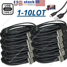 1-10Pack 10ft USB TypeC Fast Charger Cable Lot For Samsung Android Charging Cord