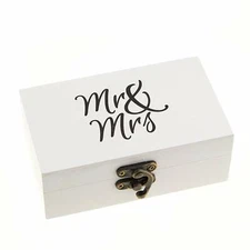 White & Black Ring Box Wedding Ceremony Vintage Ring Bearer Box (Mr & Mrs)