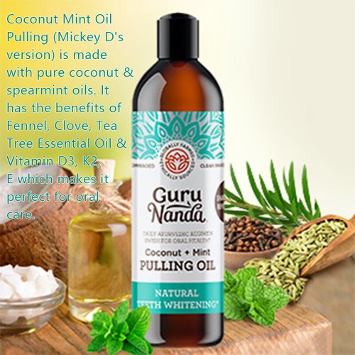 Guru Nanda Coconut Oil Pulling Mouthwash with Essential Oils & Vitamins 8 fl oz - Picture 9 of 14