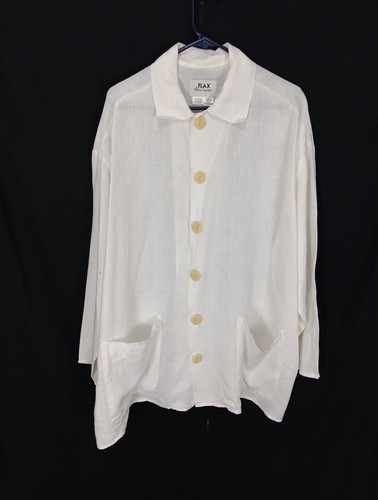 Flax Jeanne Engelheart Linen Shirt Duster Jacket Lagenlook Oversized Size 1X