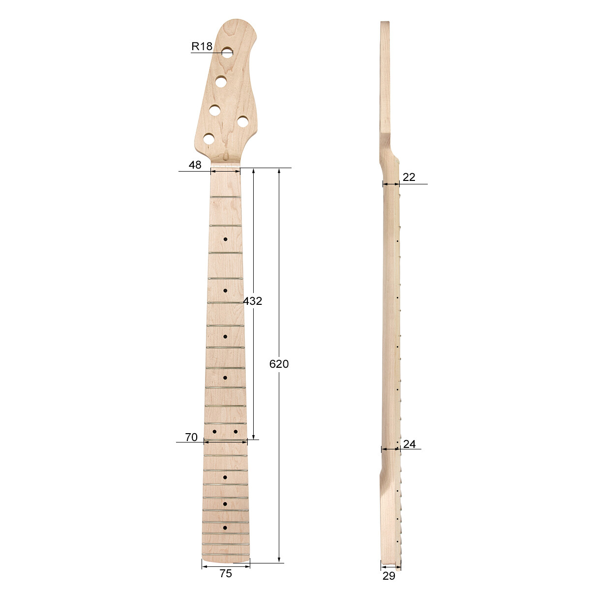 Kmise Electric 5 String Bass Guitar Neck for PB Bass Parts 21 Fret ...