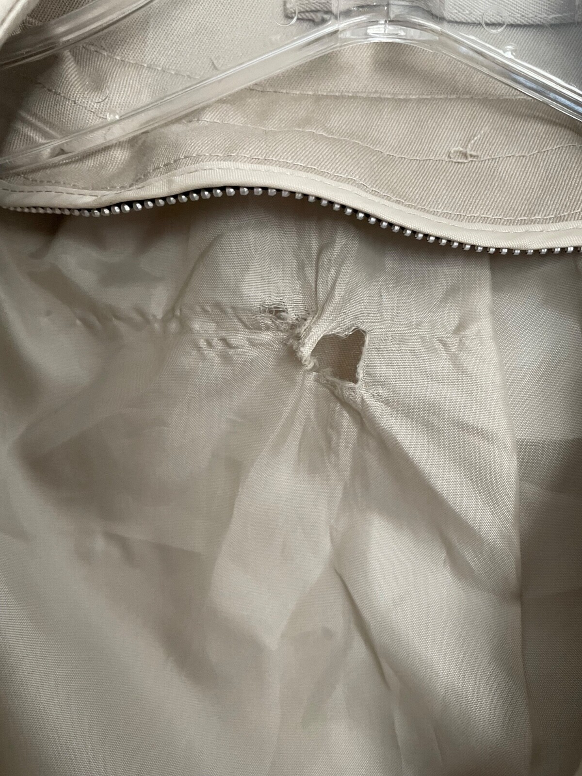 Mens London Towne Overcoat Trench Khaki Faux Fur Insert Vintage Size 40S