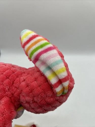 Peluche KellyToy coniglietto coniglio rosa diamante strisce con fiocco cravatta 8" 2016 - Foto 7 di 21