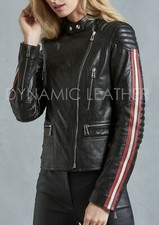 Women's Genuine Leather Jacket Black Slim Fit Biker Motorcycle Jacket