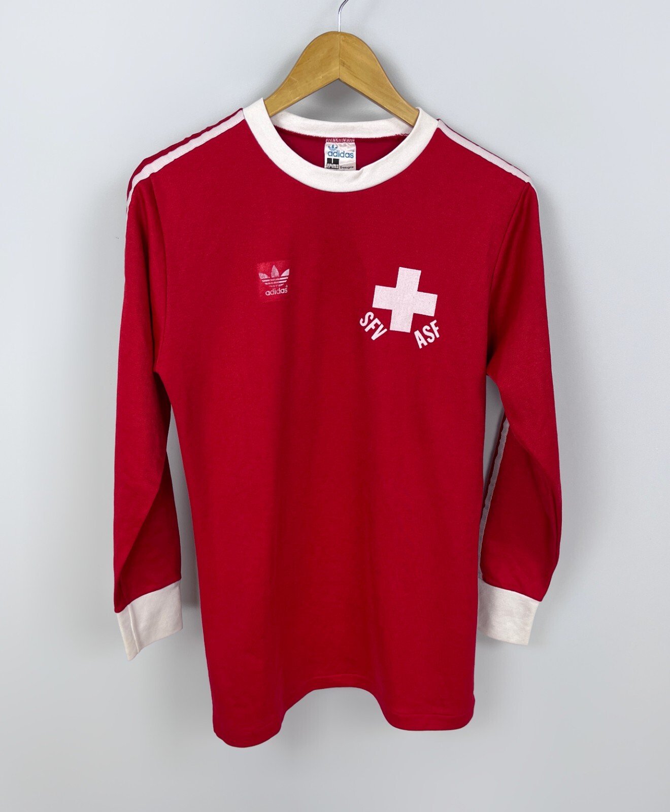 Rare Vintage ADIDAS SFV ASF ERIMA SWITZERLAND # 2 Football Shirt Longsleeve Sz M