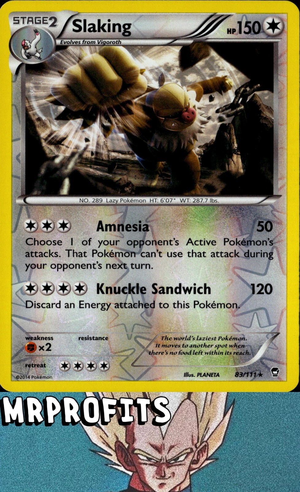 Slaking 83/111 Reverse Holo Rare XY Furious Fists Pokemon Card LP/NM ✅