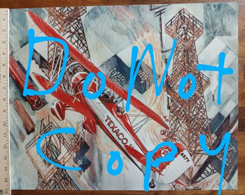 Piper Airplane Made in 1964, 20 "x 16" Picture Texaco Logo Flying over Oil Wells - Picture 5 of 7