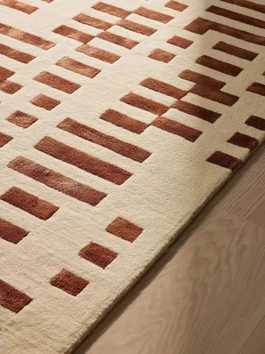Hand Tufted Rug Raya Rust Hand Made Wool Silk Aesthetic Carpets For Bedroom - Picture 3 of 6