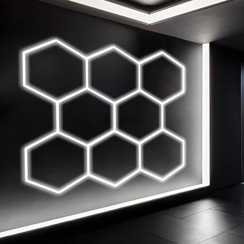 220V 8x Hexagon LED Lampe Werkstatt Garage Wand Decken Leuchte Waben Beleuchtung - Bild 2 von 18