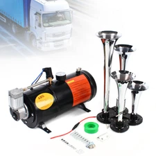 4 Trumpet Train Horn Kit with 150 PSI Air Compressor For Car Truck Train 150DB~