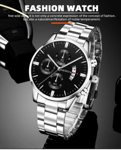 Fashion Men Stainless Steel Watch Luxury Calendar Quartz Wrist Watch Business Wa - Picture 21 of 26