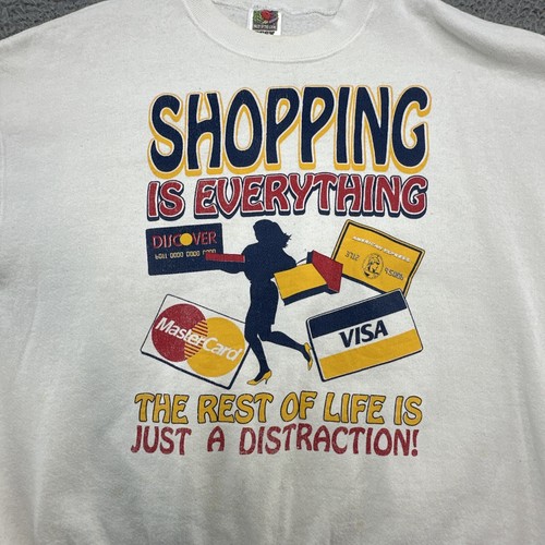 Vintage Discover Visa Credit Card Shopping Is Everything Crewneck Sweatshirt XL - Picture 2 of 17