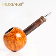 MUXIANG Wooden Tobacco Smoking Pipe Briar Smooth Golf Pipe Acrylic Aluminum Stem