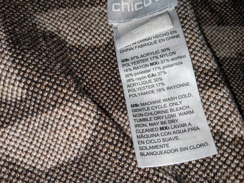 Chicos Sweater Large XL Geometric Print Shawl Black Multicolor Wrap - Picture 7 of 18