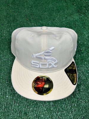 Chicago White Sox MLB New Era 59FIFTY Fitted Sz 7 1/2 Retro Crown Off White Tone