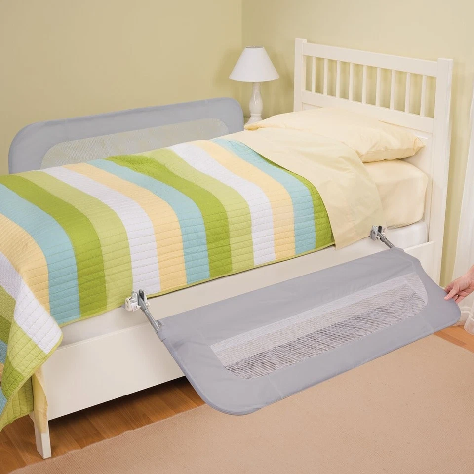 Protector de riel de cama oscilante de doble cara para niños bebés niños seguridad gris 42,5" x 21"  Foto 2 de 2