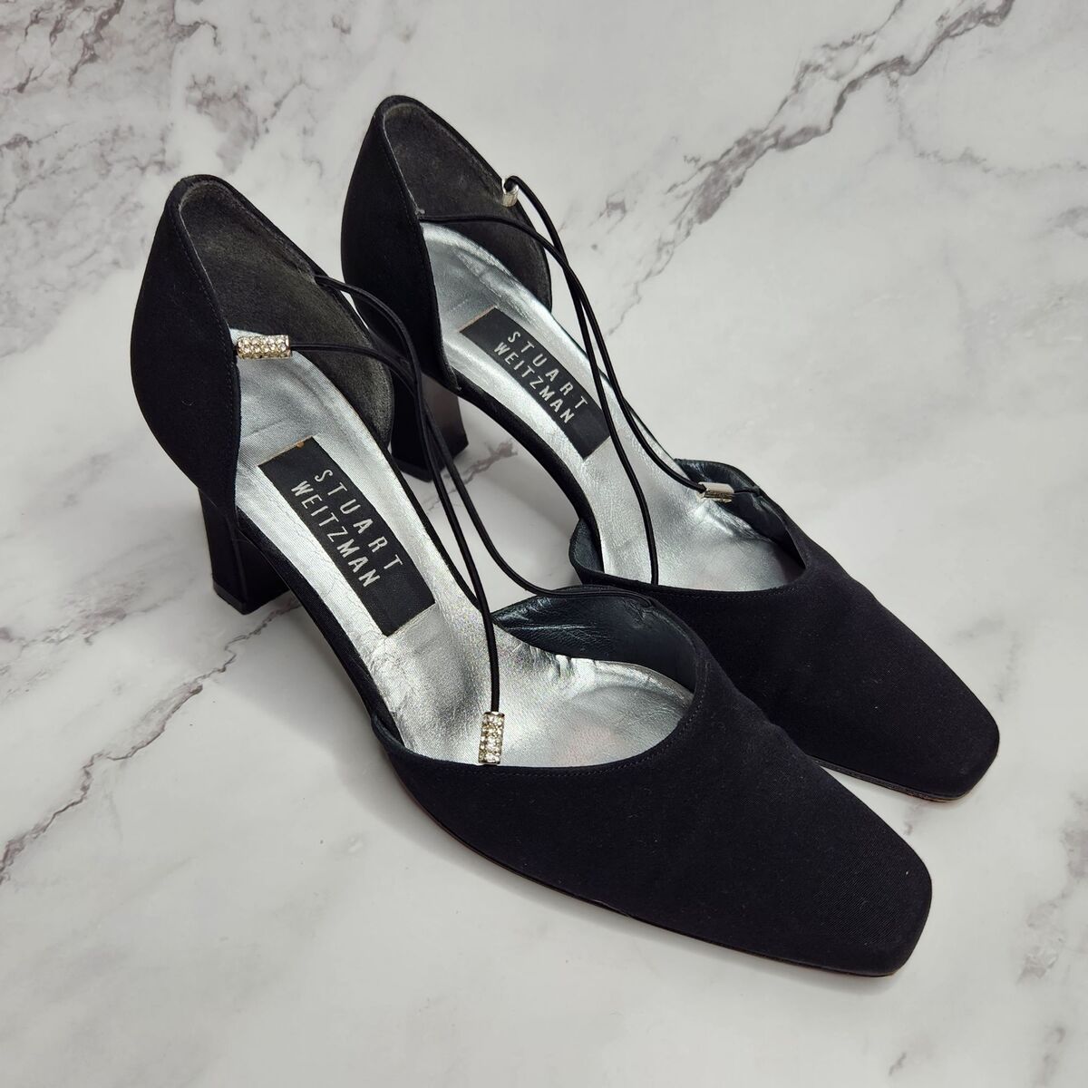 Stuart Weitzman Vintage Y2K Rhinestone Strappy Black Pumps Stuart Weitzman Vintage Y2K Rhinestone Strappy Black Pumps