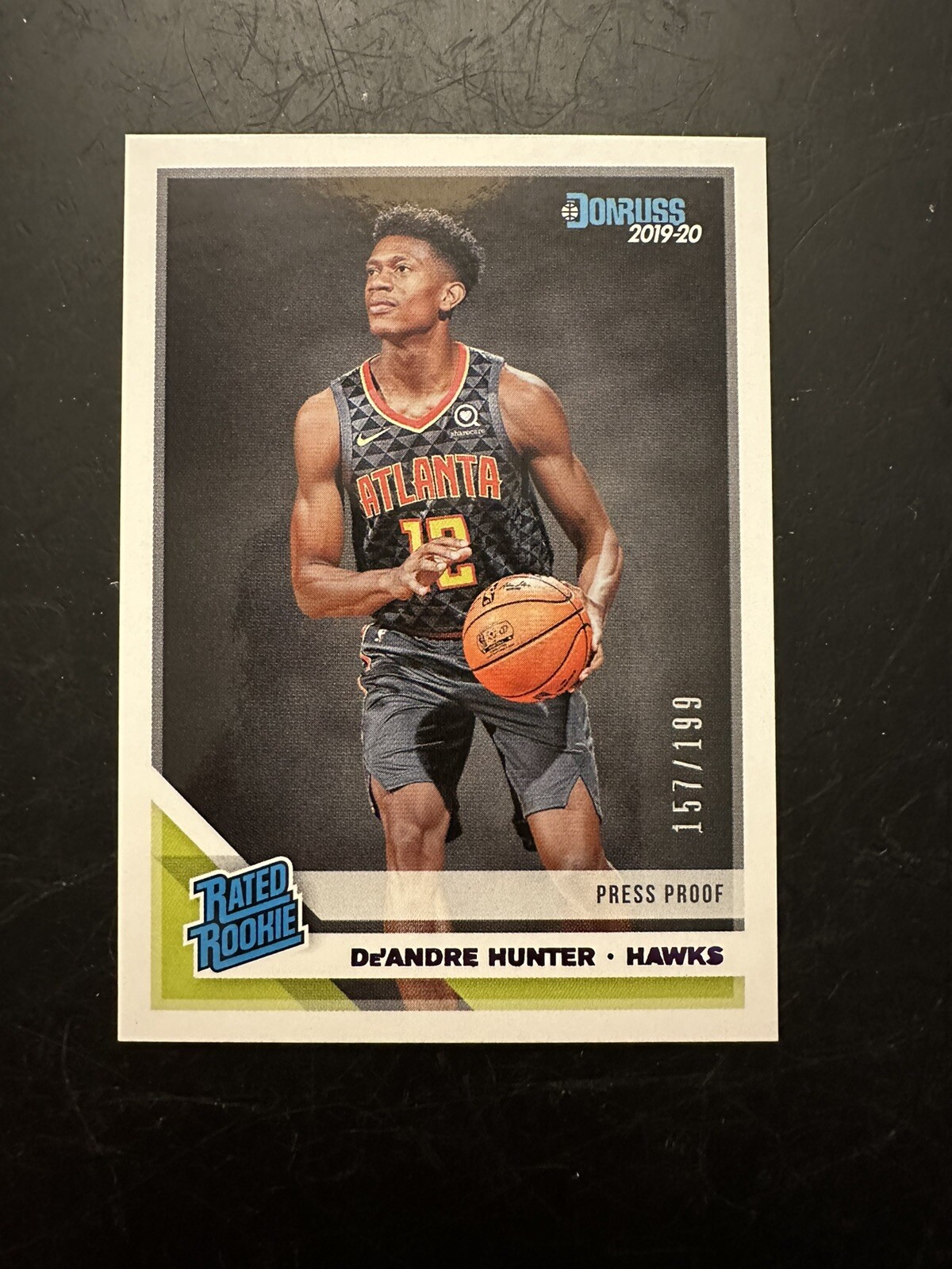 2019-20 Donruss Rated Rookies Press Proof Purple /199 De'Andre Hunter Rookie RC