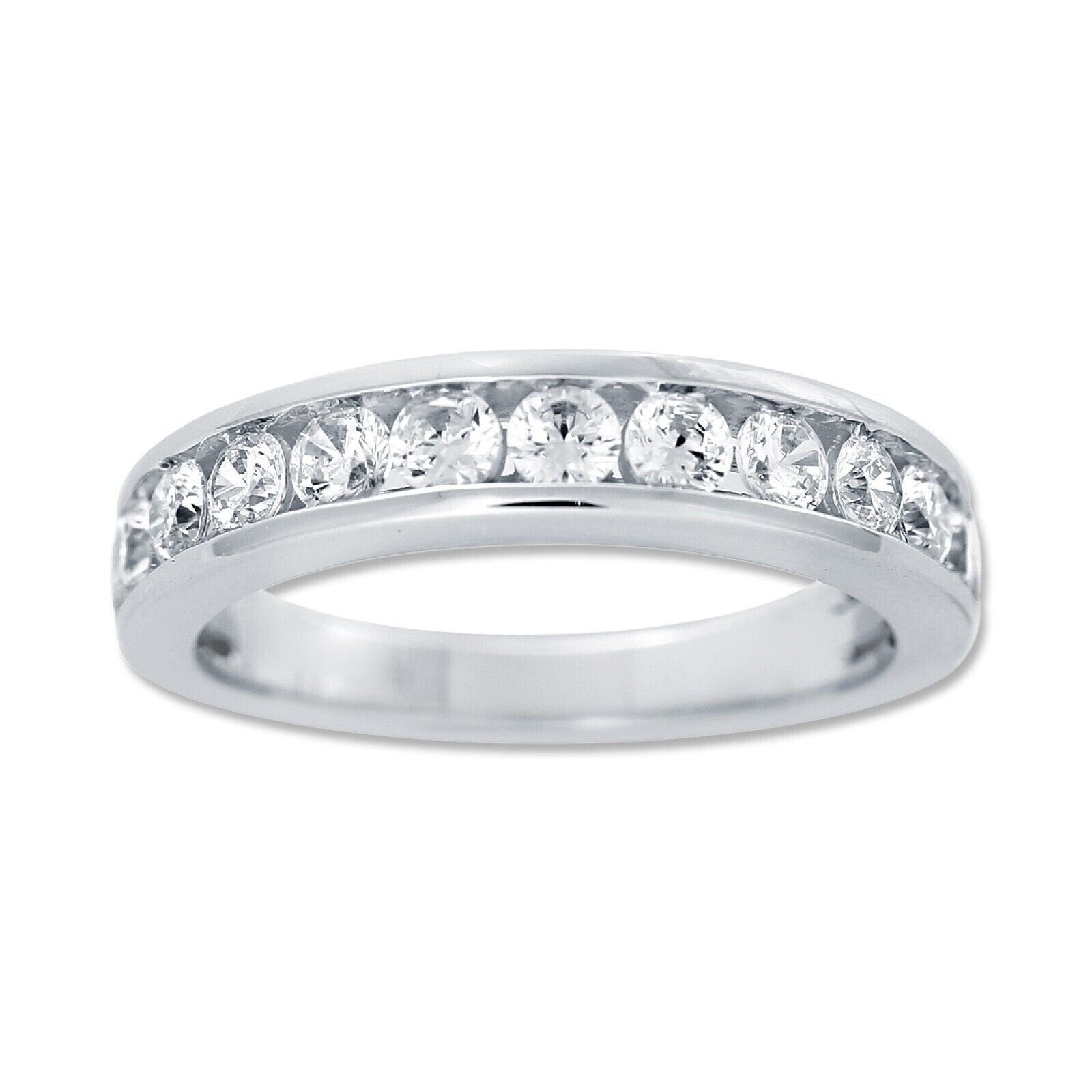 Men's 10K White Gold Round Lab Diamond Wedding Band Ring-image