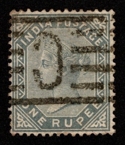 India QV 1883 SG101, 1 rupee slate Star Wmk Used