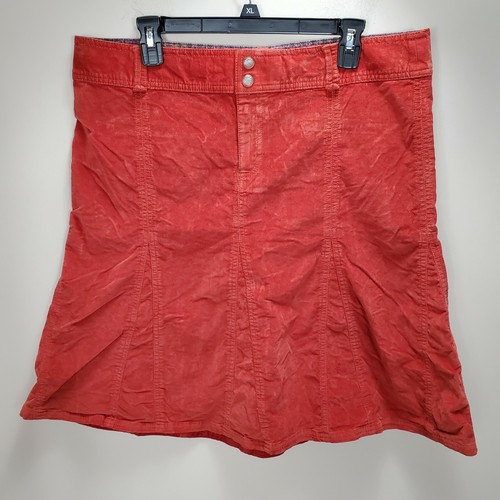 Athleta Whenever Skirt Orange Corduroy A Line  Zip Fly Womens Sz 14T belt loop