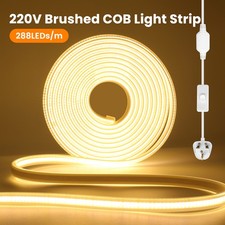 220V Neon COB LED Strip Lights Flexible Rope Tape Light Outdoor Waterproof IP67