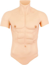 Silicone Muscle Chest Realistic Fake Muscle Male Chest Half Body Suit for Cospla