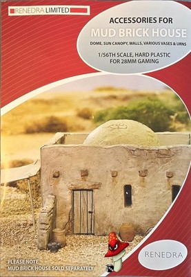 Mud Brick House Accessory Kit 1/56 28mm Scale Renedra RN21 Wargames Scenery 