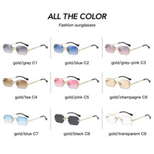Vintage Rimless Polygon Sunglasses UV400 Small Frame Unisex Glasses