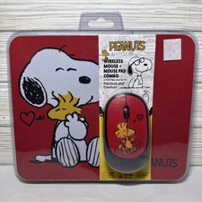 Peanuts Snoopy Woodstock Mouse  Wireless Mouse  Mouse Pad Combo, Brand New   