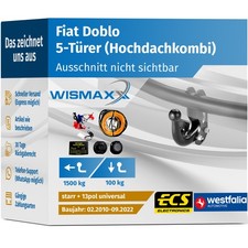 ANHÄNGERKUPPLUNG für Fiat Doblo 263 10-22 starr WESTFALIA +13pol E-Satz ABE