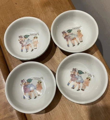 Warwick China Childrens Bowl, Set Of 4, Nursery Rhymes Vtg Used READ