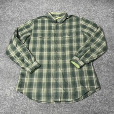 Eddie Bauer Shirt Mens XLT Green Plaid Long Sleeve Button Front Twill Casual