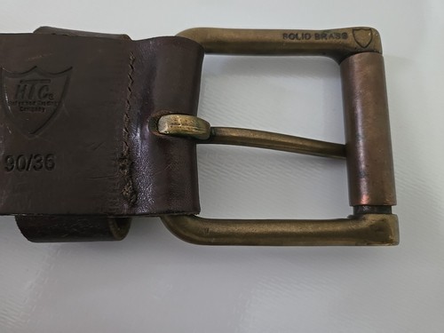 Cintura vintage HTC in pelle da uomo taglia 36/90 ottone borchiato Hollywood Trading Company - Foto 8 di 24