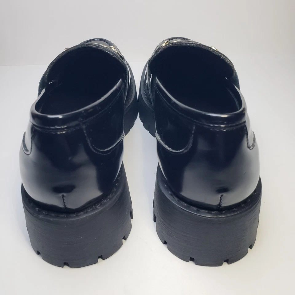 Steve Madden Lug Loafers Chunky Heel Black Patent Leather Women’s Size 8.5 - Image 3 of 4