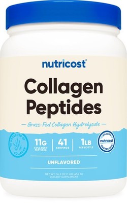 Nutricost Collagen Peptides Powder 1LB (454 G) - 1 Pound (Pack of 1), White