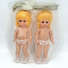 2 Vintage Wangs Plastic Crafting Dolls 13 Vinyl Blonde Hair Blue Sleepy Eyes