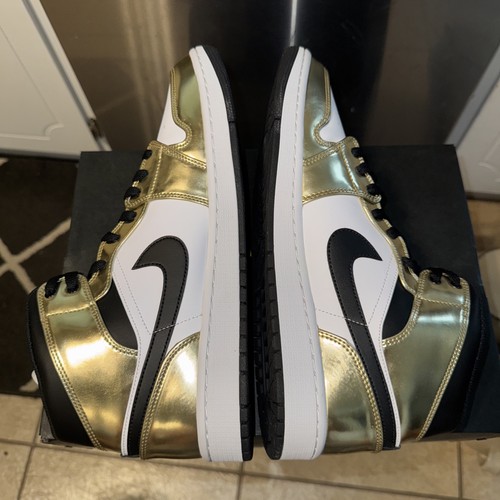 Nike Air Jordan 1 Mid SE Blanco Metálico Dorado Talla 12 DC1419 700 100% AUTÉNTICAS NUEVAS EN CAJA - Imagen 6 de 7