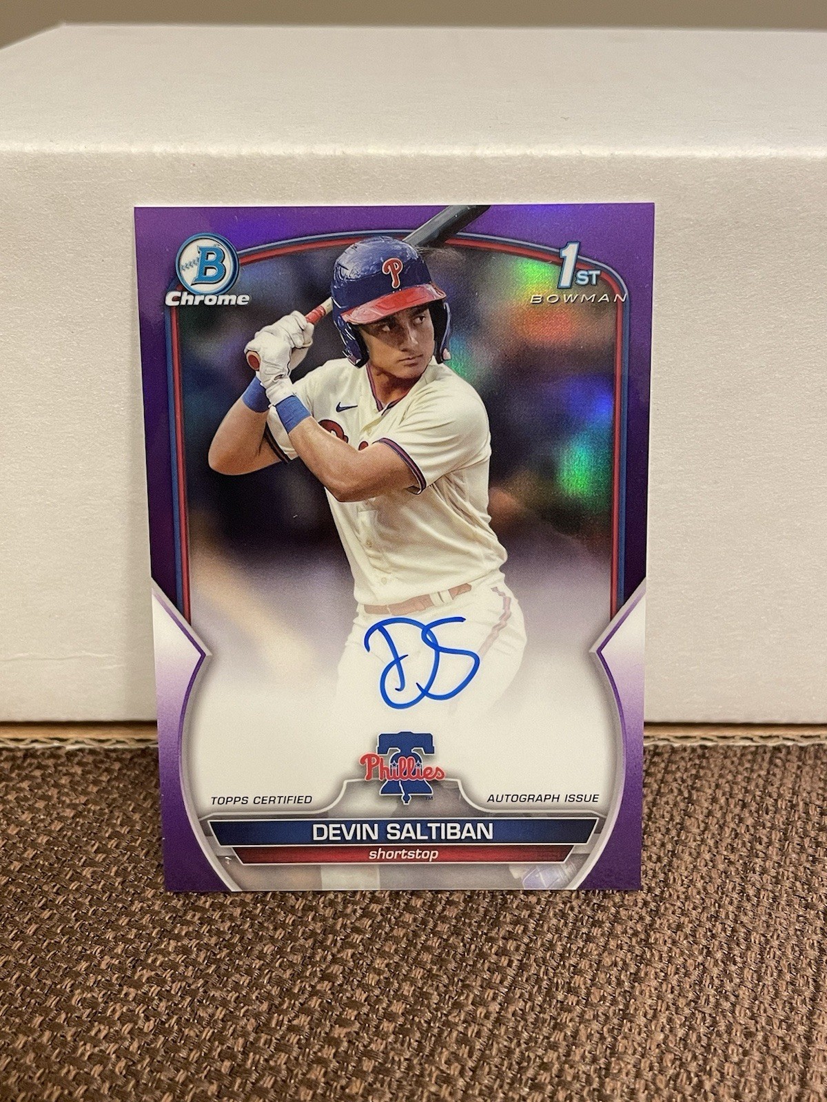 2023 Topps Bowman Chrome Devin Saltiban Auto Purple Numbered 173/250 1st Bowman