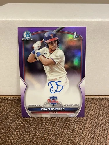 2023 Topps Bowman Chrome Devin Saltiban Auto Purple Numbered 173/250 1st Bowman