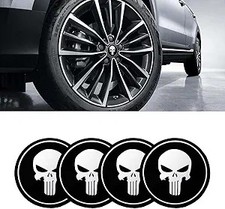 4PCS Car Wheel Hub Center Cap Stickers, 2.2 Inch Personalized Met Color: Black