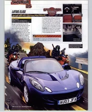 2004 Vintage Car Print Ad Lotus Elise Convertible Cartoon Art Motorcycle Chase