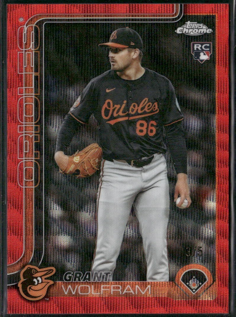 2025 Topps Chrome Update Rookie RC Red Wave Refractor /5 Grant Wolfram #USC31