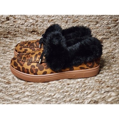Moccasin Slip On Womens 6 Ankle Winter Warm Loafers Faux Fur Lined Exotic
