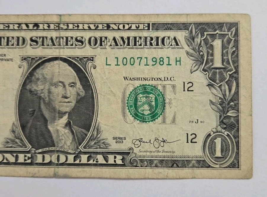 $1.00 One Dollar Bill October 7, 1981 (L 10071981 H) Series 2013 Birthday Note   - Image 3 of 4