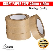 Brown Kraft Paper Tape - Packing Self Adhesive Strong Eco Packaging Parcel 24mm