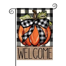 CJYGEGE Fall Pumpkin Welcome Fall Garden Flag for Outside 12x18 Inch, Double ...