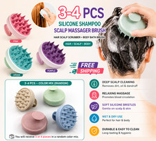 3-4pcs Silicone Shampoo Scalp Massager Brush Hair Scalp Scrubber Body Bath Brush