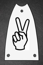 GUITAR TRUSS ROD COVER - Engraved Etch Fit EPIPHONE Scoop - PEACE FINGERS White