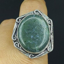 Natural Green Aventurine Gemstone Handmade 925 Sterling Silver Ring Size-10 US